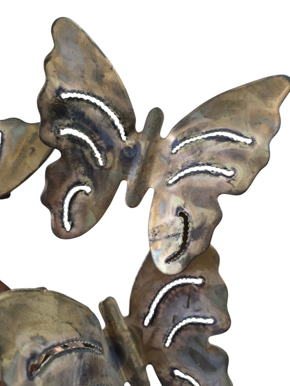 Vintage Brass and Copper Butterfly Flower Wall Sculpture MCM Decor 18” - Picture 7 of 8